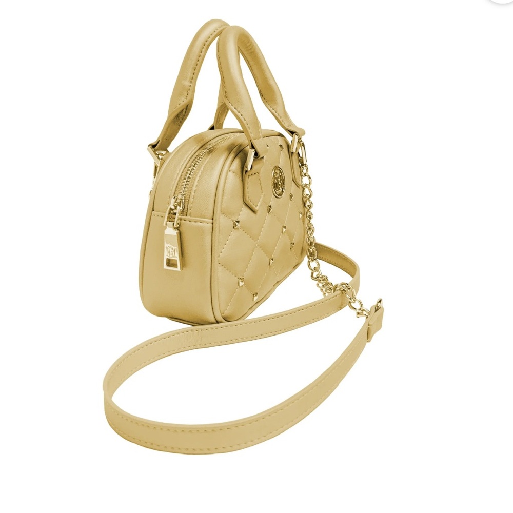 Badgley Mischka Metallic Gold Crossbody mini Dome Bag - Picture 2 of 7